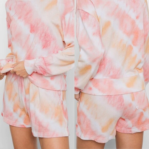 Rails Women's NWT Peach White Sunset Tie Dye Jane Terry High Rise Soft Shorts XL